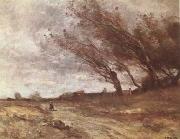 Jean Baptiste Camille  Corot Le Coup de Vent (The Gust of Wind) (mk09) oil painting reproduction